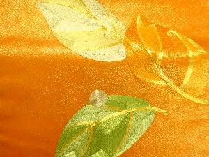 アンティーク　 木の葉模様刺繍名古屋帯